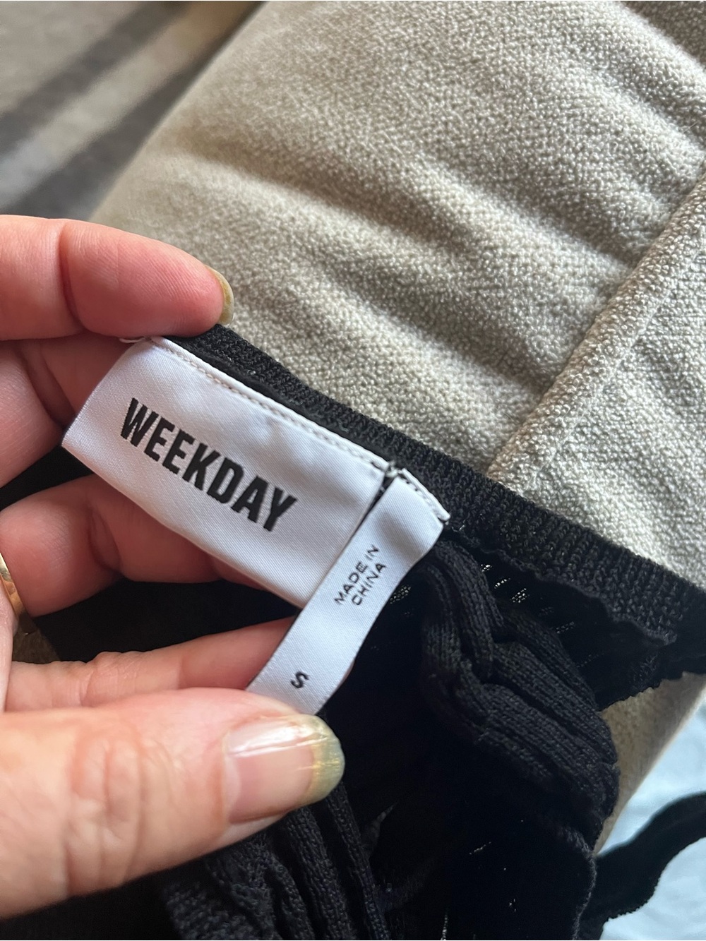 Weekday Black Ribbed Tank Top - Picture 2 of 5